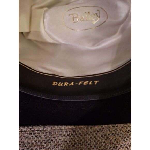 Vintage Bailey Western Custom Cowboy BLACK Dura-felt 6 7/8 - Picture 12 of 12